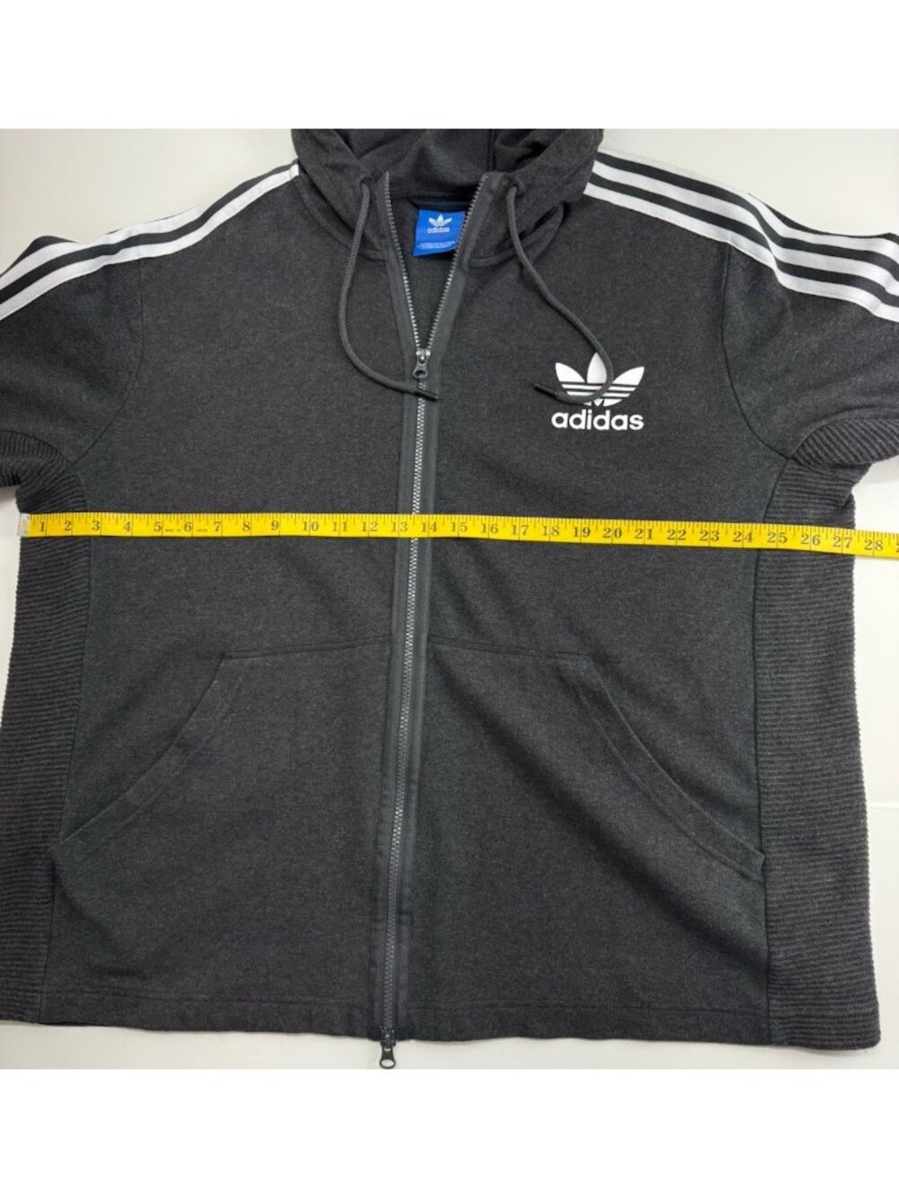 adidas Originals Mens Gray 2-Pc Fleece Tracksuit Full-Zip Hoodie + Pants SZ 2XL - Picture 8 of 16